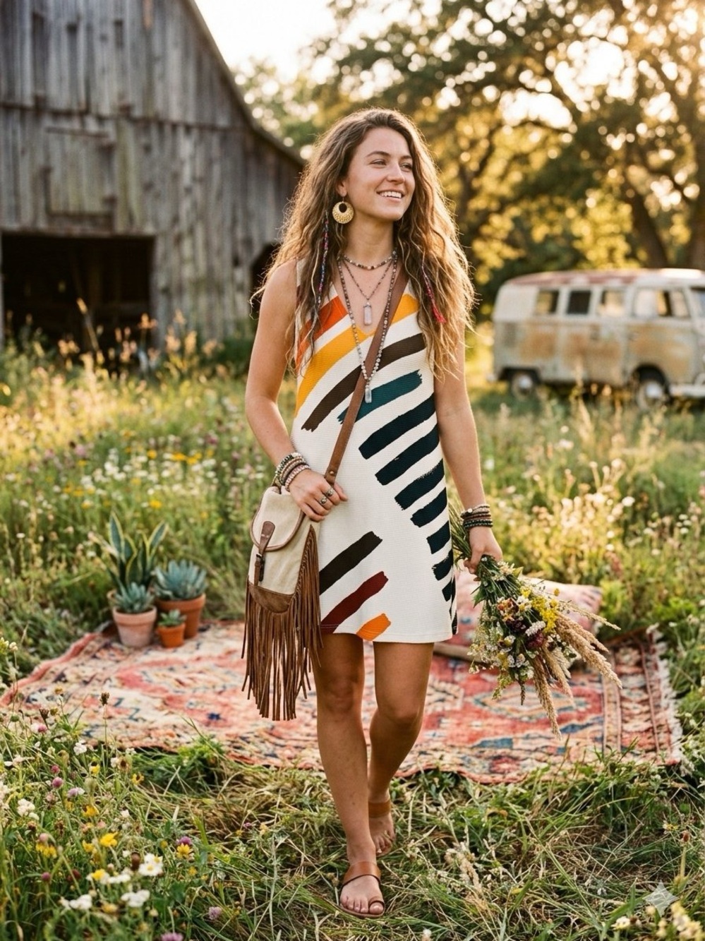 Uncle Frank Mid Mode Hippie Boho Retro Vintage Inspired Shift Dress